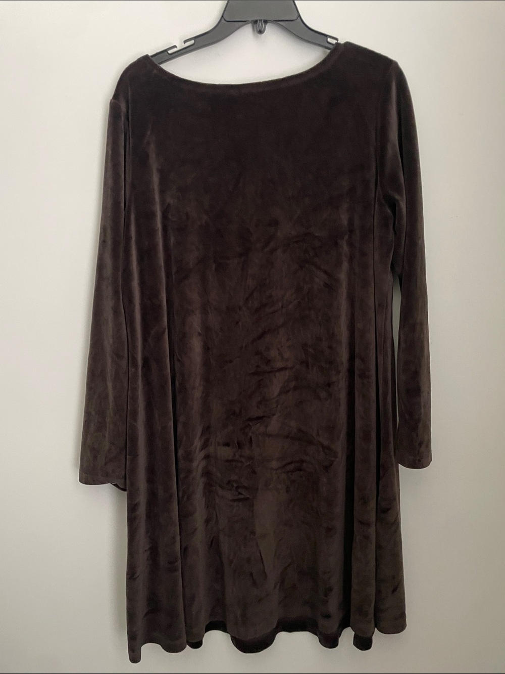 J.Jill Pure Jill Velour Dipped Hem Dress Women’s 1X Mocha Brown Long Sleeve - Picture 2 of 6
